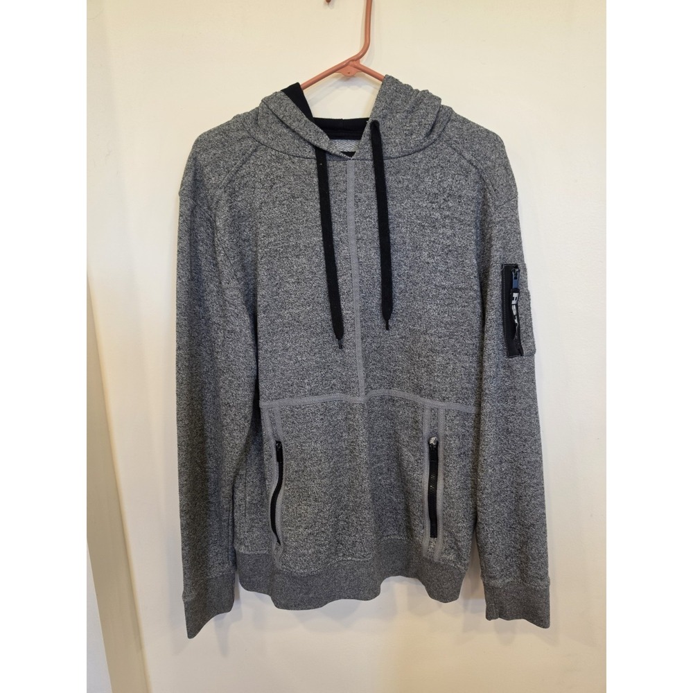 Five.By.Five by Masterpiece Mens (S) Pullover Hoodie WZip Pockets Gray Y2K